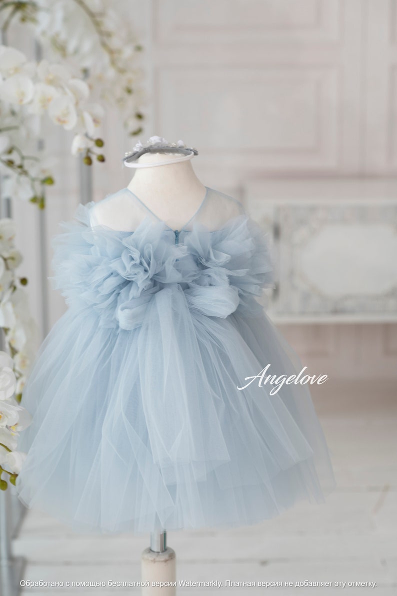 Toddler pink tulle dress with ruffles, soft pastel baby dress, birthday party outfit, elegant girl dress