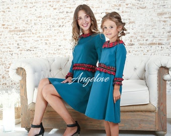 Mommy and Me Xmas outfit - Christmas dress Mother and Daughter - Red Tartan Dress - Christmas photo plaid dress  - Xmas Dress Eve Party