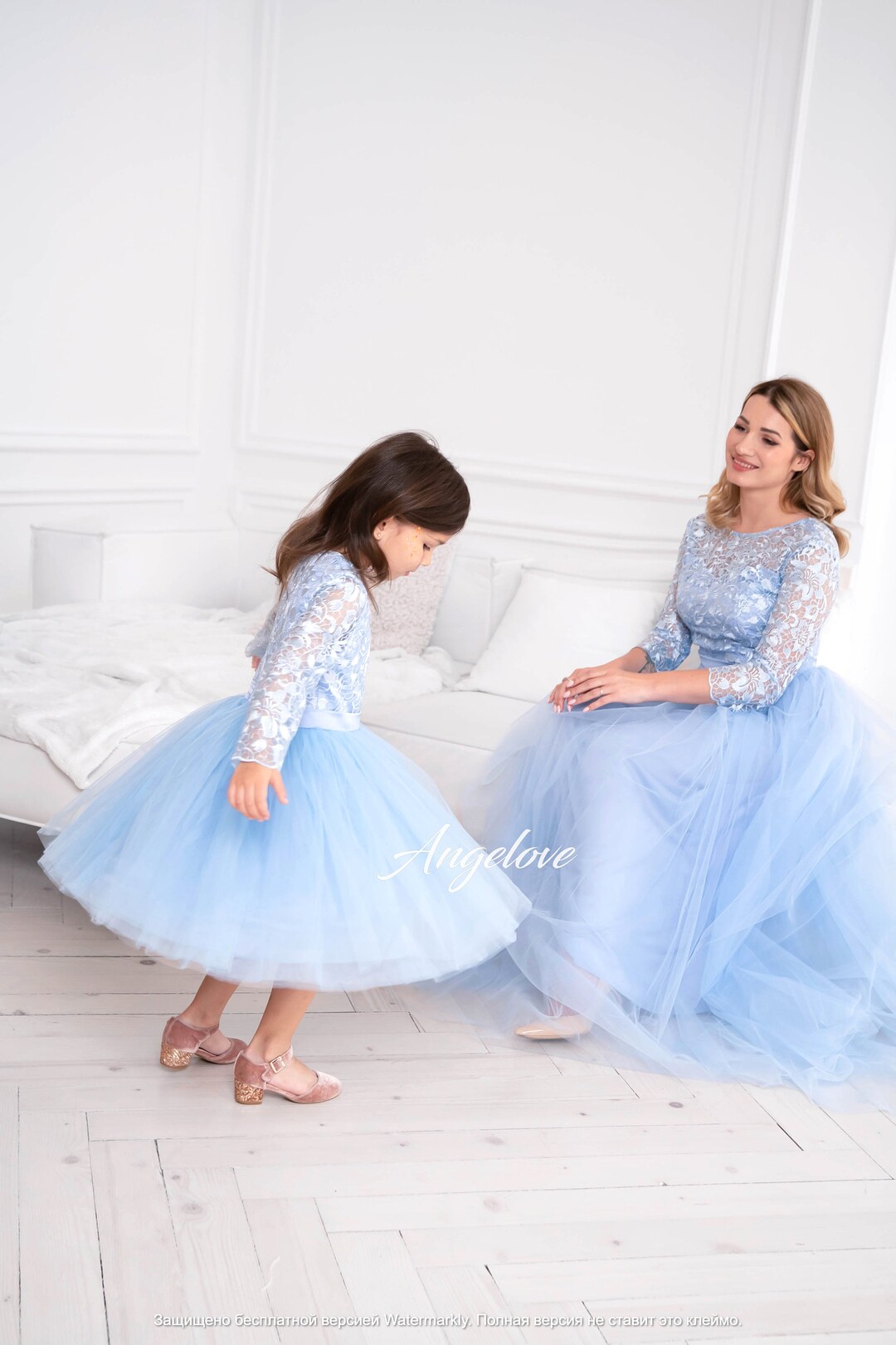 Blue Mother Daughter Matching Dress - READY to Ship One SIZE S and 5T - Etsy