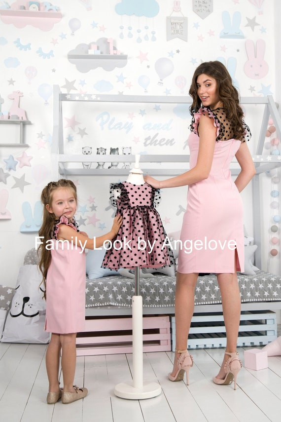 Mommy and Me Outfits Dress polka Dot Mother and Daughter Dress Birthdays Pink Black Etsy Canada