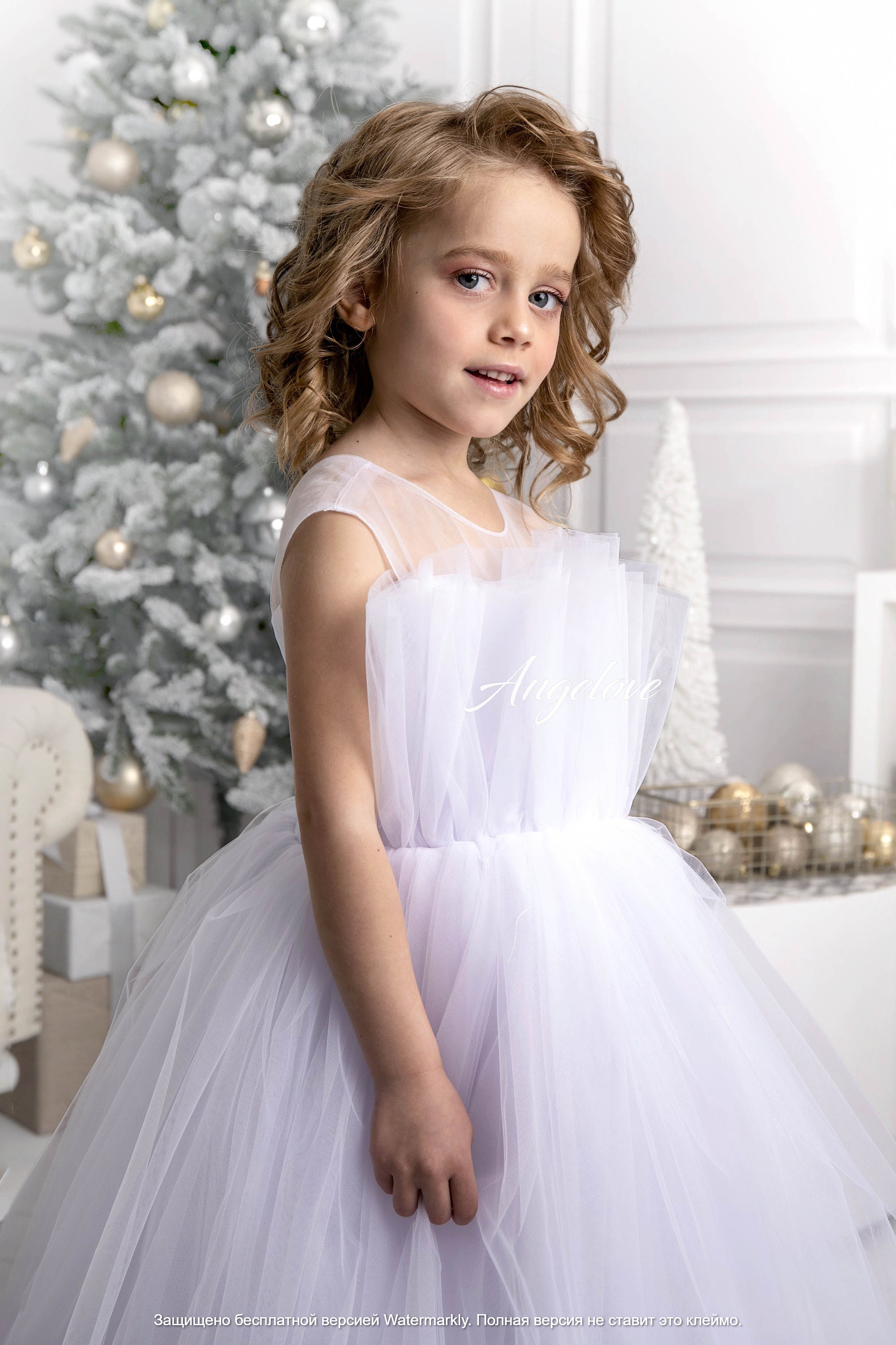 maxi white tulle flower girl dress Cute White Princess A-Line Flower Girl Maxi Dress with Sequins & Ruffles FleurKids