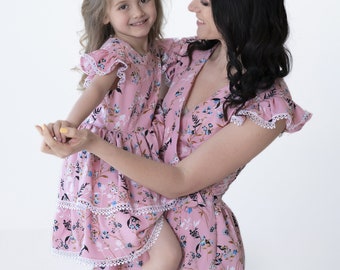 Matching Mommy and Me Dress - Floral Cotton Summer Outfit