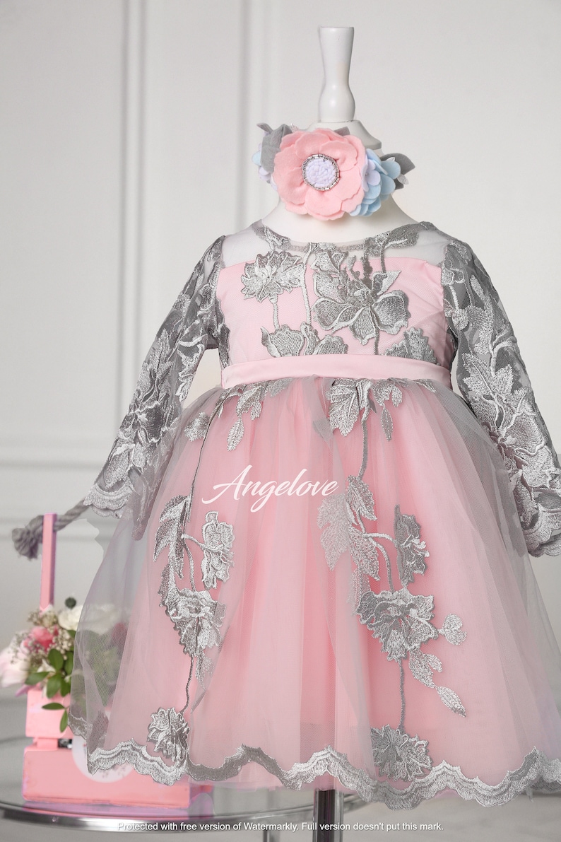 T6758 blush 1st birthday Dress made in Italy main image 1