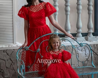 Red Matching Dress Mother Daughter - Mommy and me polka dot