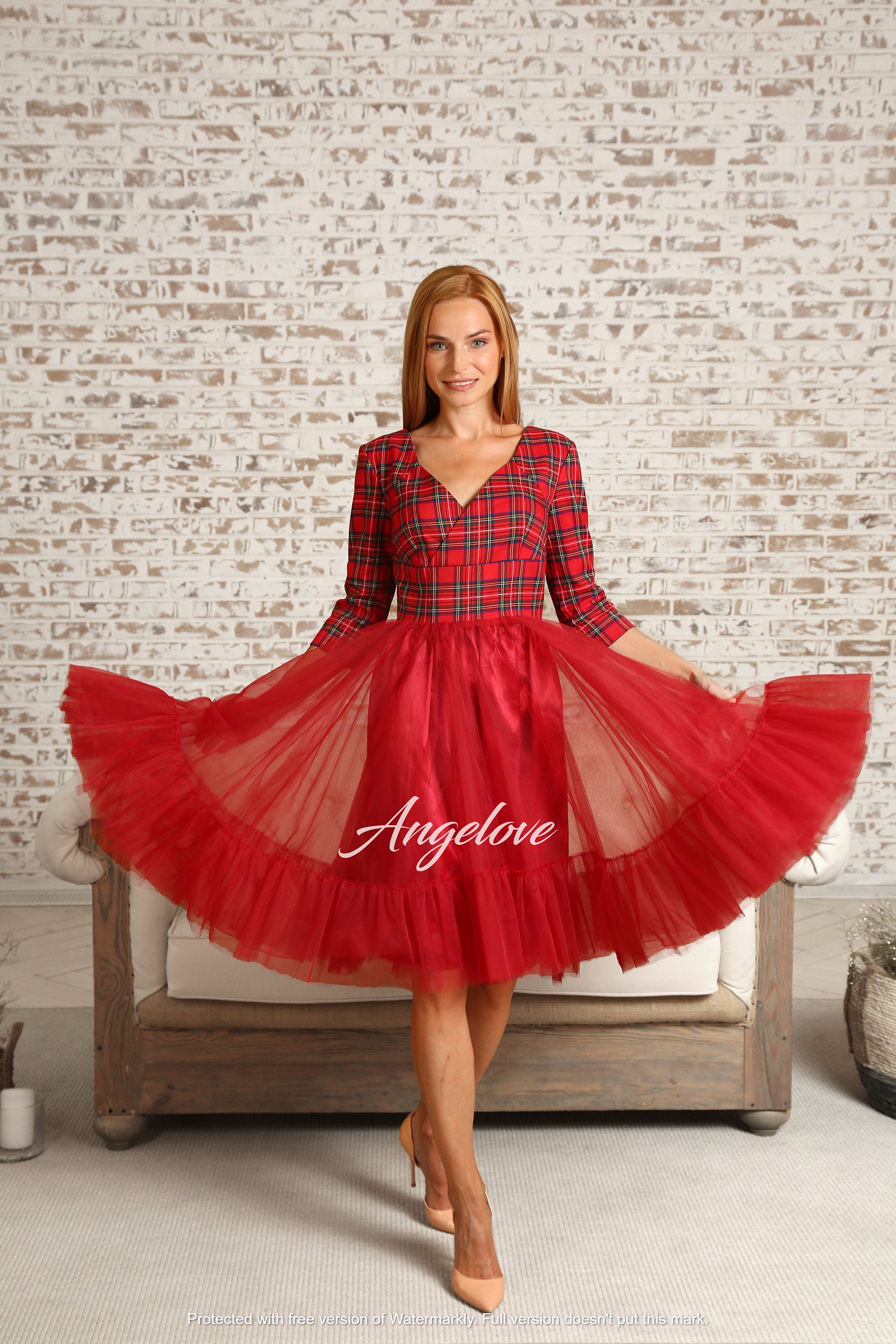 Christmas party dress Red Tartan Dress Plaid dresses Etsy
