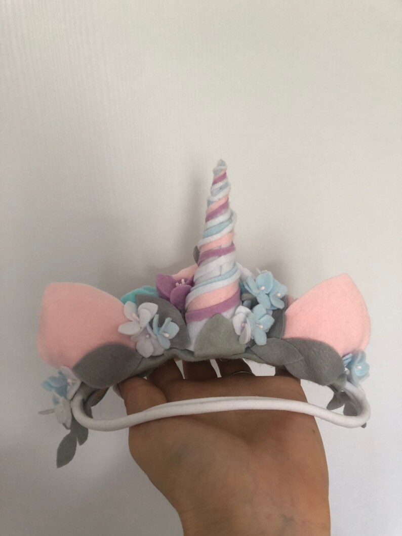 Unicorn Headband Crown Babygirl Flowers Girl Wool Felt Gift Newborn Outfit