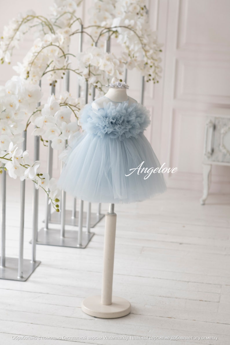 Blush pink princess dress for baby girl, fluffy tulle skirt, christening or birthday dress, special occasion wear