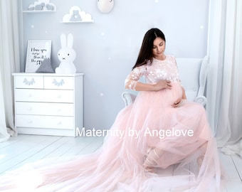 Maternity Dress for Baby shower and Photo Shoot tulle