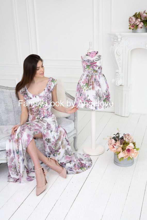 Mommy and Me Outfits Silk Maxi Dress - Birthday Dress - Mother and Daughter