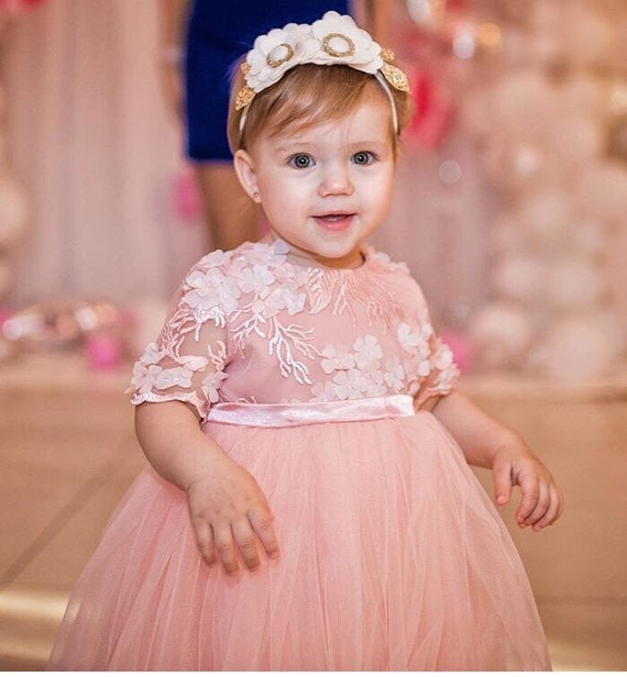 First birthday outfit girl, princess outfit girl, pink crown headband, –  Melih's Boutique