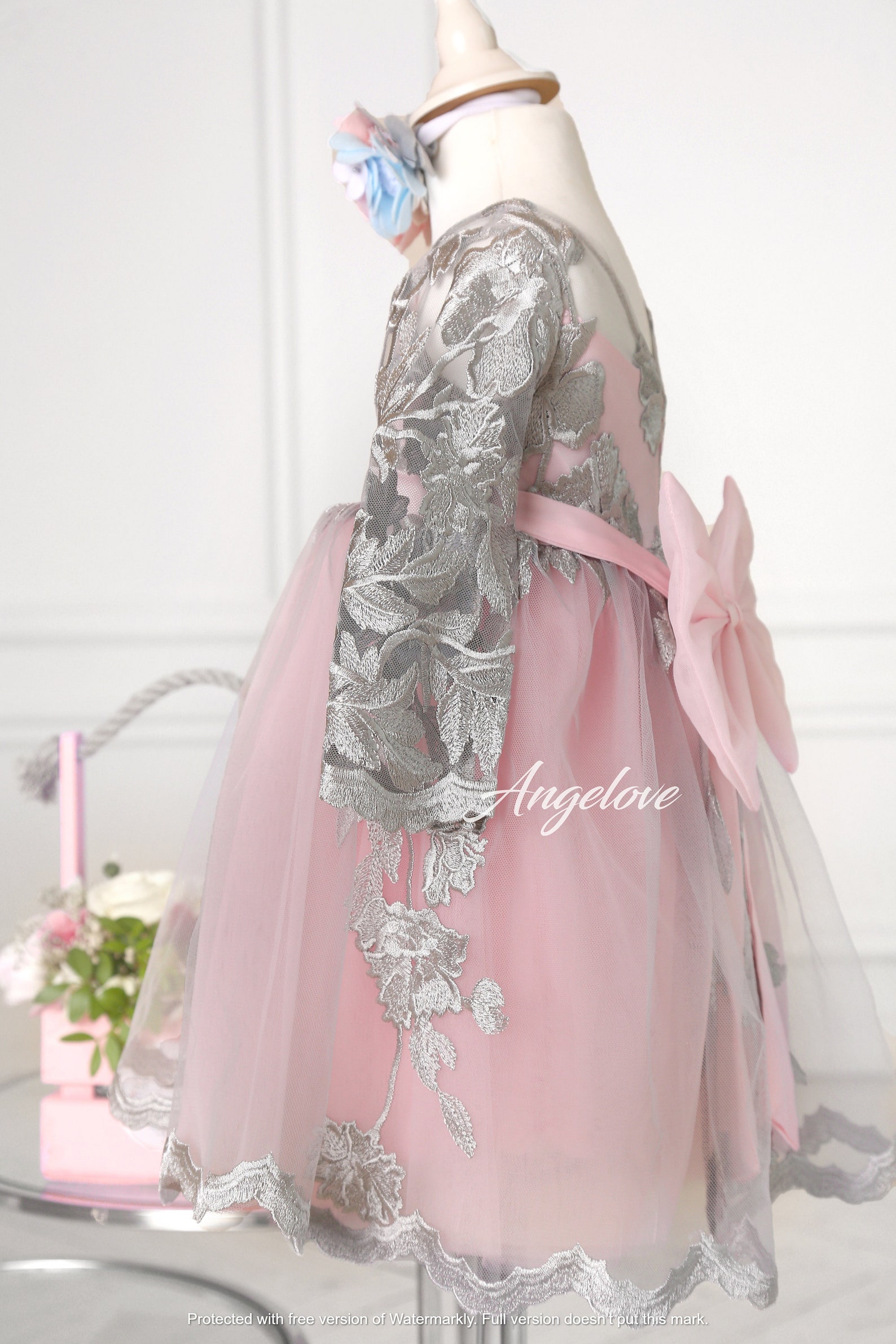 T6758 blush 1st birthday Dress made in Italy