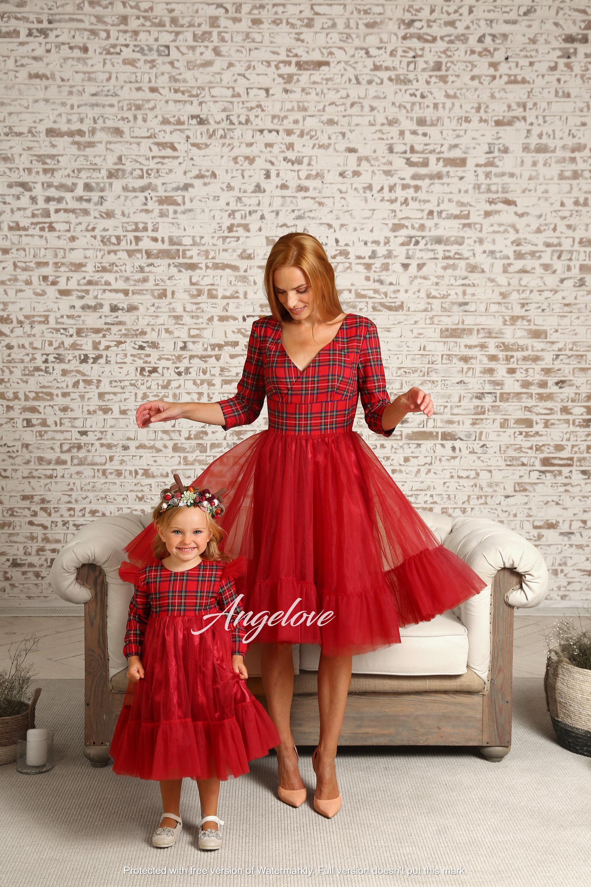 Mommy and Me Outfits Christmas Red Tartan Dress Matching Etsy Mommy And Me Christmas Dress