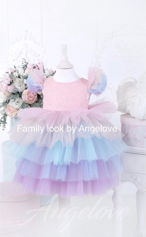 Mommy and Me Matching Outfits Rainbow Party Dress Mother Daughter Colorful Dresses Etsy UK