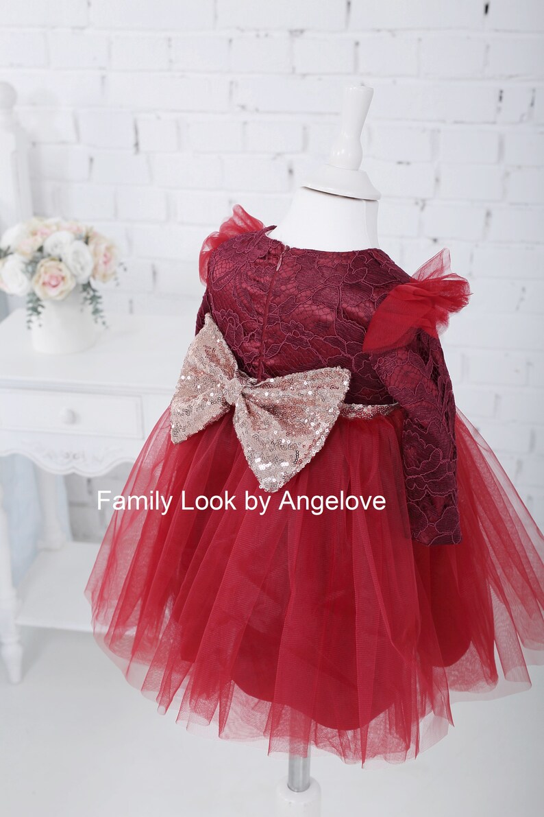 Baby Loren Girls Red Christmas Toile Morning Gown Dress