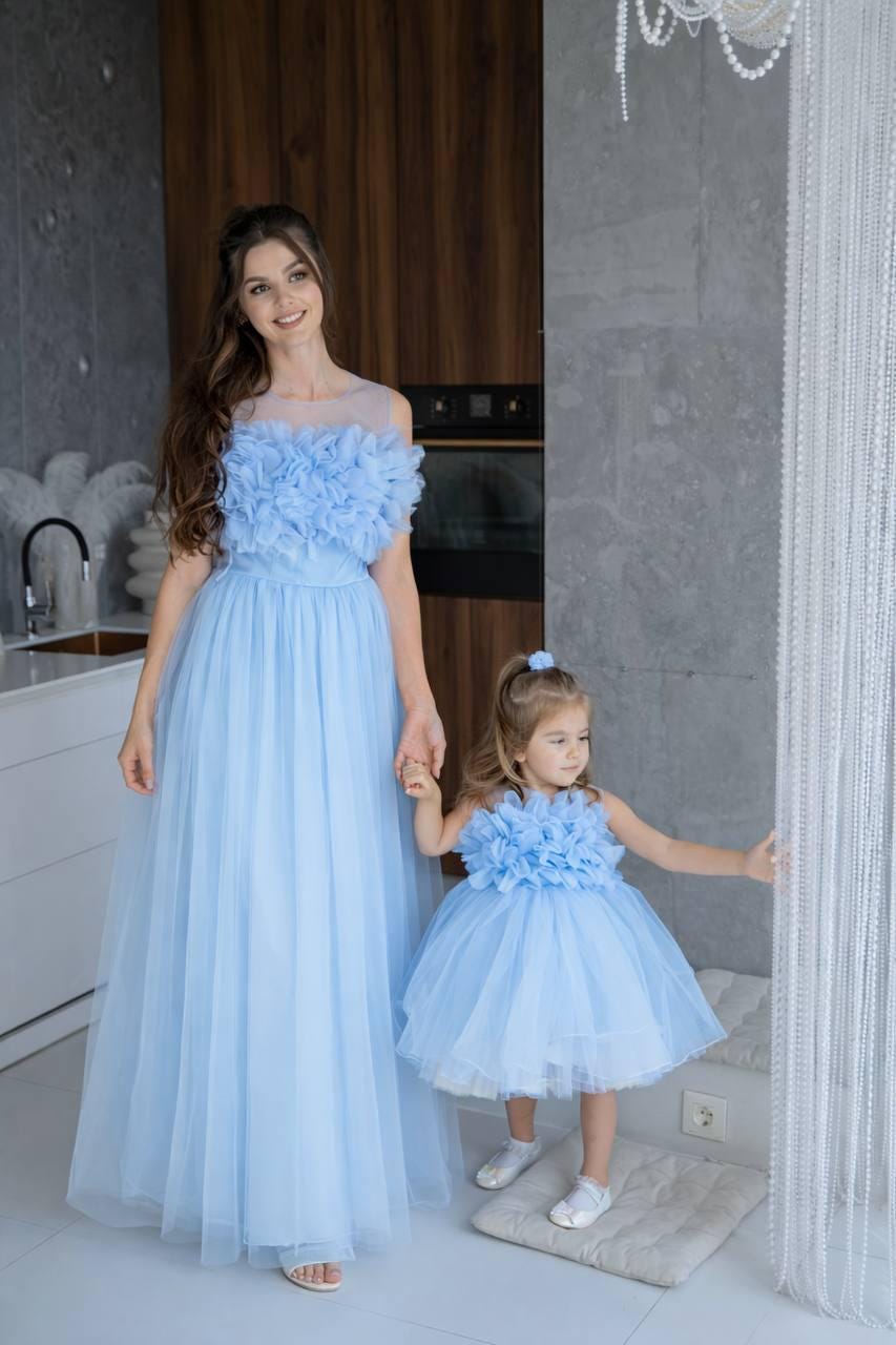Mommy and Me Dress Dusty Blue - Etsy