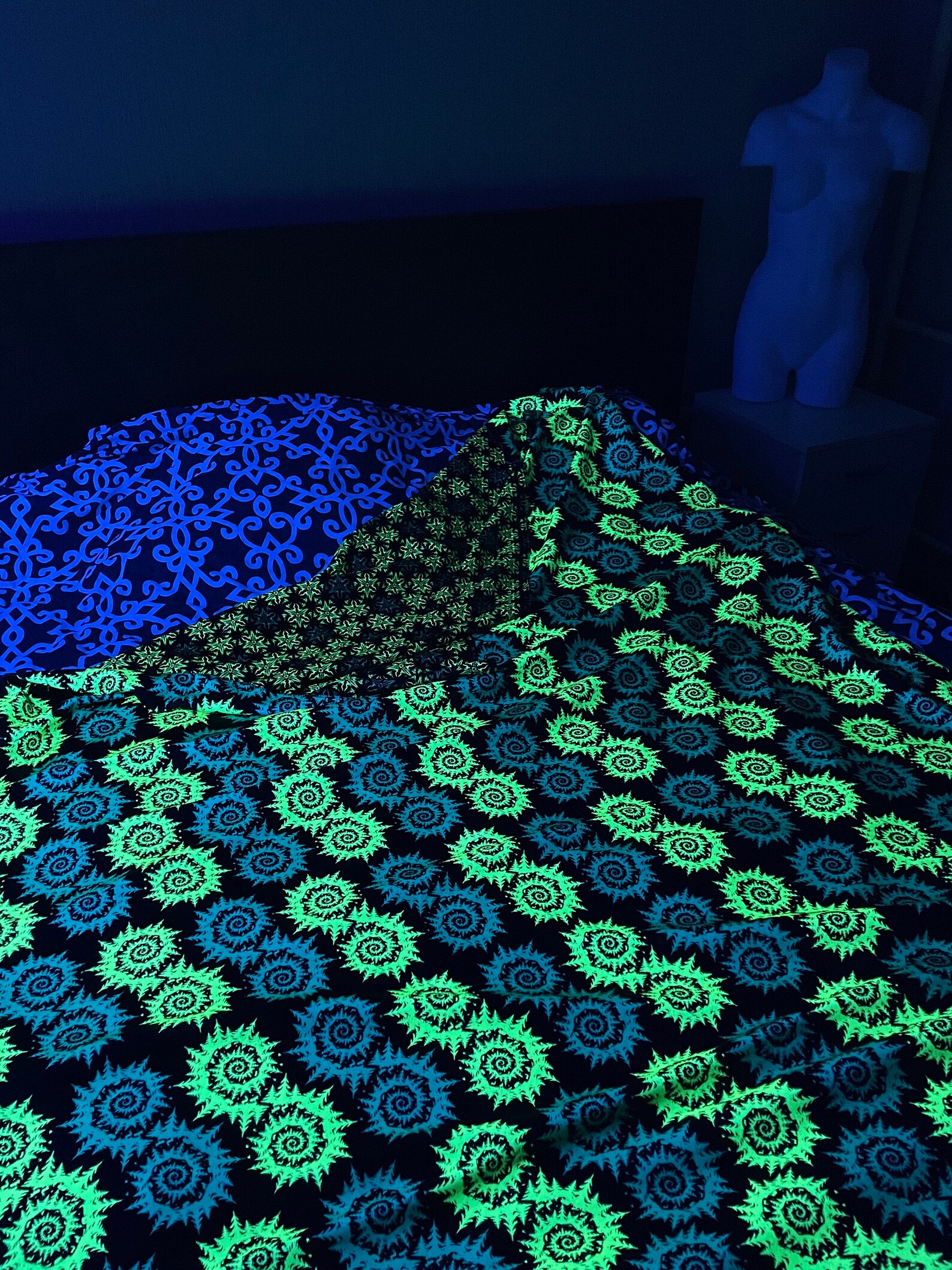 Home sleeping 2 sided blanket Acid forest Glow uv Blacklight Etsy