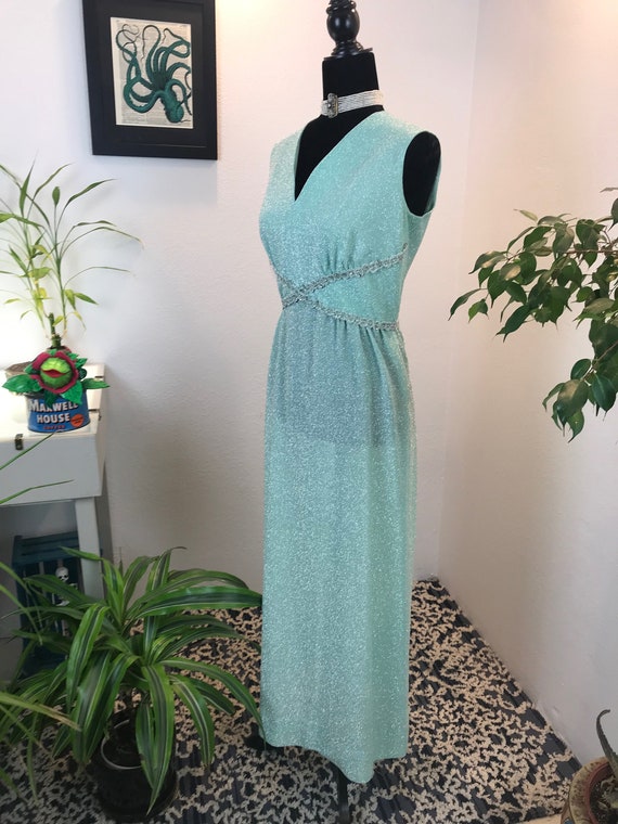 1960s Sparkling Aqua Mermaid Dress