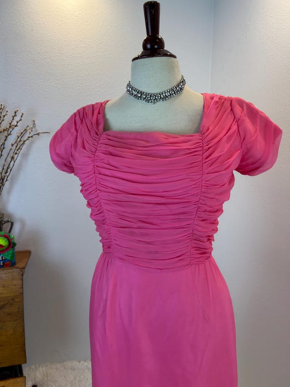 1950s Hot Pink Chiffon Dress, Femme Fashions - image 6