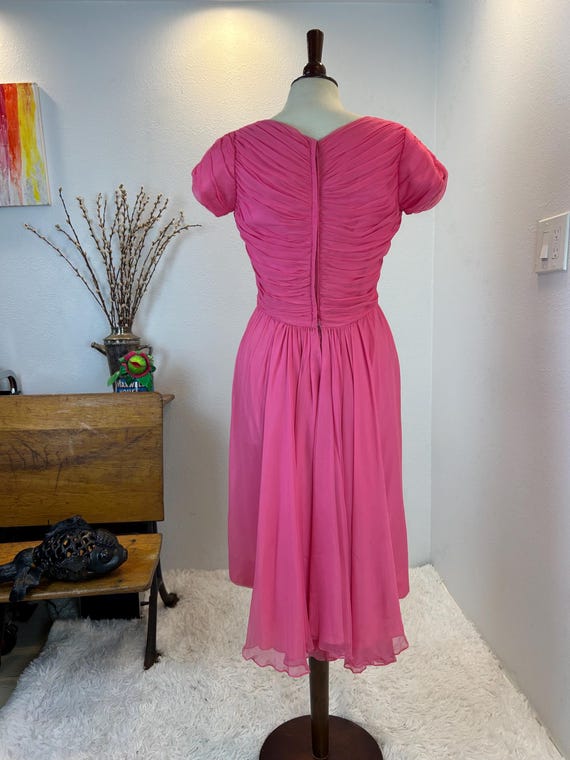 1950s Hot Pink Chiffon Dress, Femme Fashions - image 4