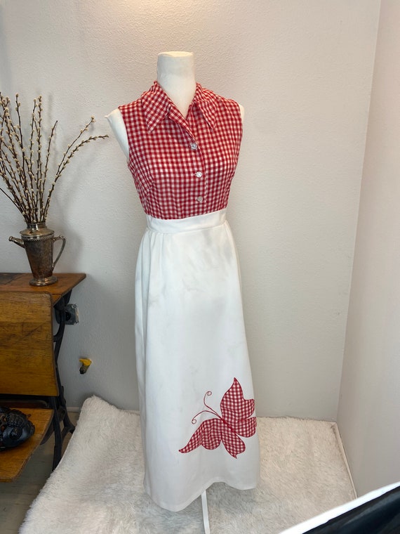 1970’s Dress / 70s Maxi dress / Gingham Butterfly… - image 2
