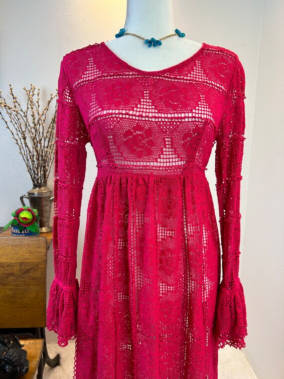 Vintage 1960s dress / 1960s crochet dress / 1960s… - image 5