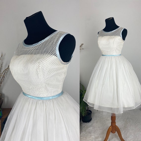 1950s Dress / 1950s Prom dress / 1950s Net Bodice… - image 1