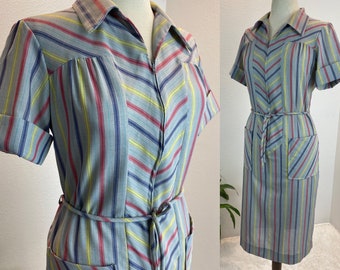 1960s Zip Front Dress / 60s dress / vintage day dress New Old Stock