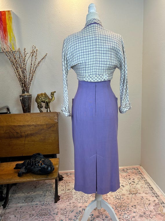 Late 1940s early 1950’s Colorblock Linen Dress an… - image 9