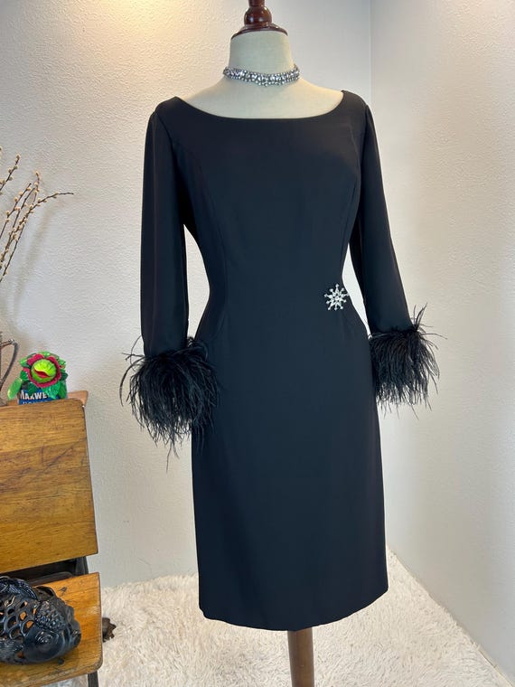 long sleeve black dress with feather hem Coast Women's Feather Trim Satin Maxi Dress