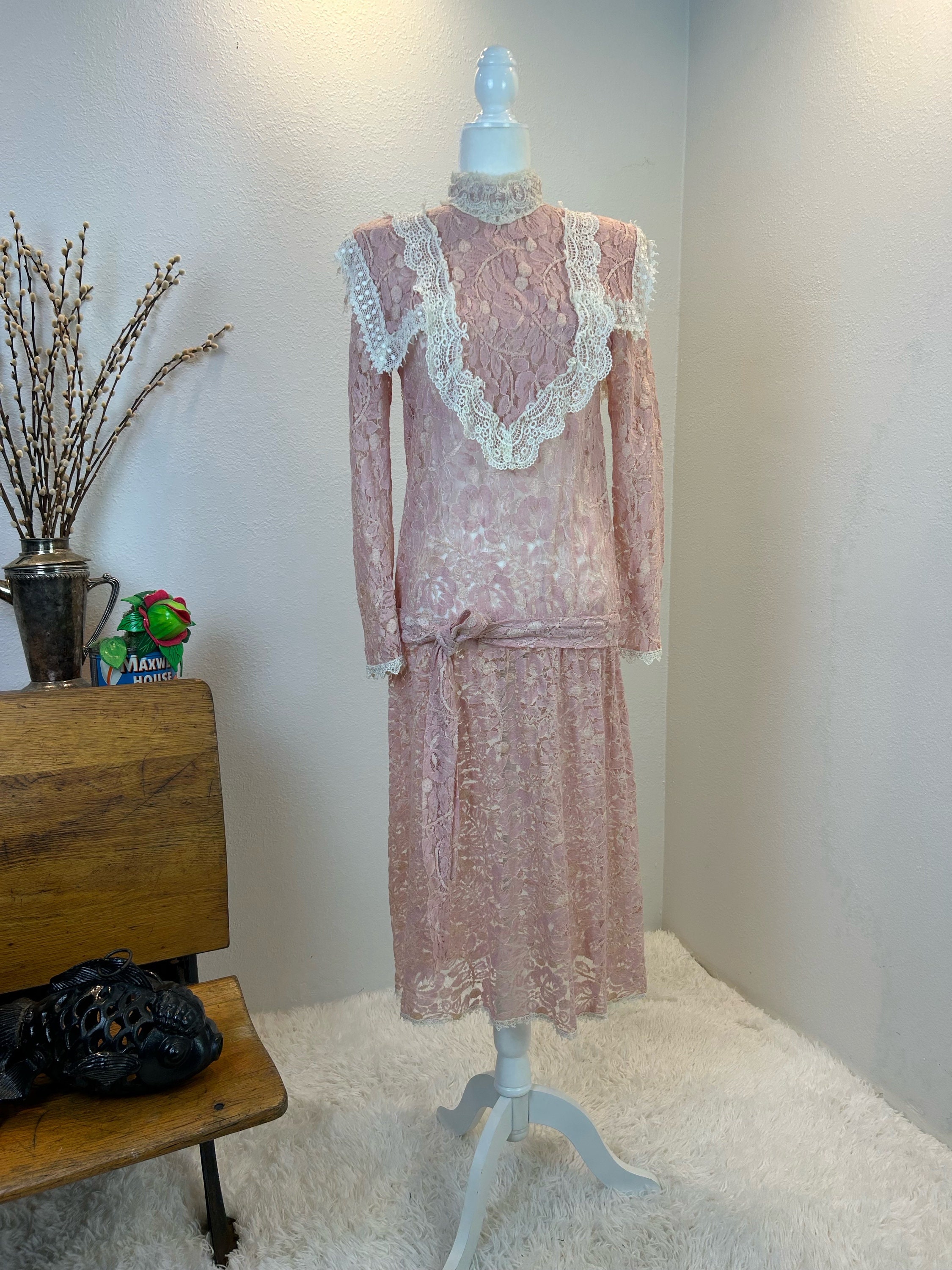 Vintage 1980s Gunne Sax Lace Dress, Jessica Mcclintock 1920s Style - Etsy