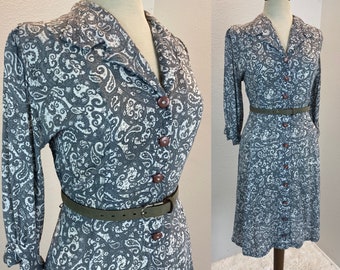 1940s Dress 40s Dress 1940s Large Dress 40s Rayon Dress
