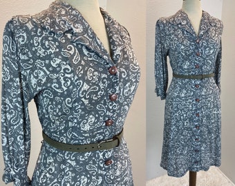 1940s dress / 40s dress / 1940s Volup dress rayon dress