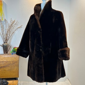1940s Gray Fur Coat Goat Hair / 40s Goat Fur Button Down Swing Coat Zinman Furs  / M