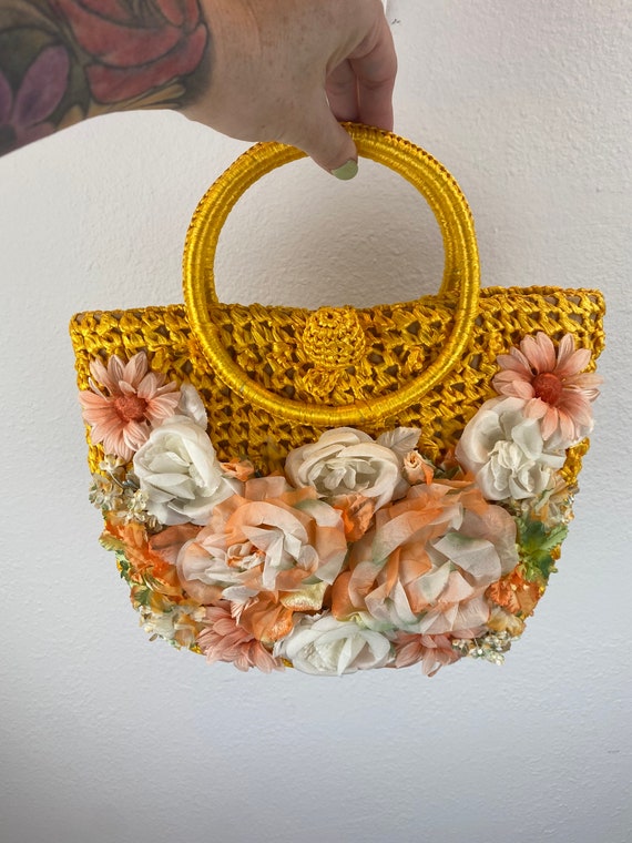 1960’s Raffia Flower Purse  / 60s Purse / Vintage… - image 5