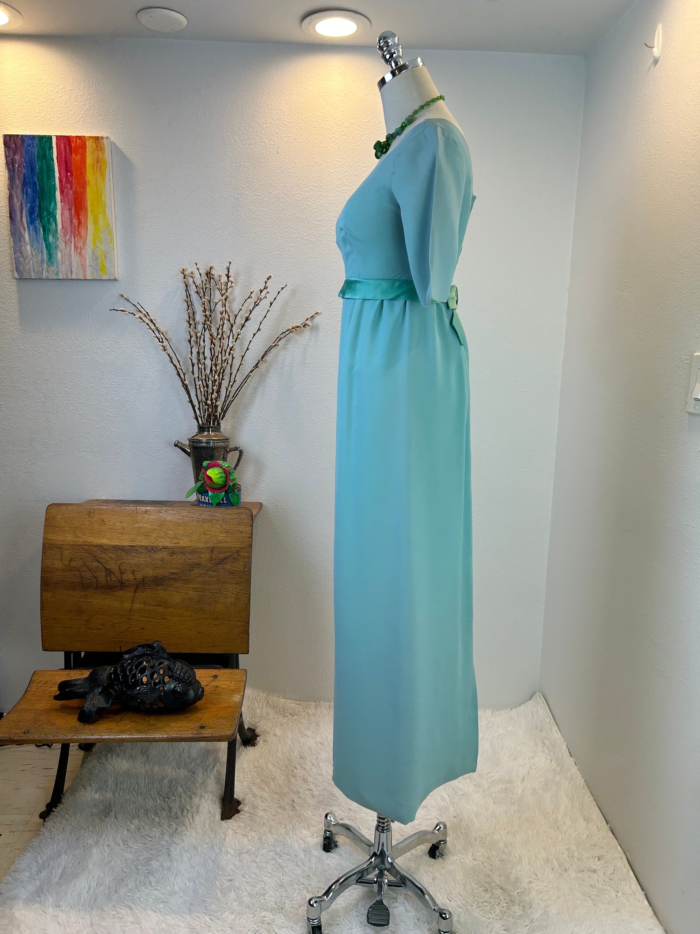 1960s Maxi Gown: Vintage Empire Waist Dress, XS 1960s Maxi Gown: Vintage Empire Waist Dress, XS
