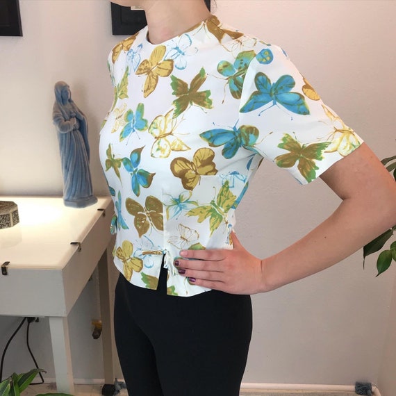 Vintage 1960’s Butterfly Watercolor Top