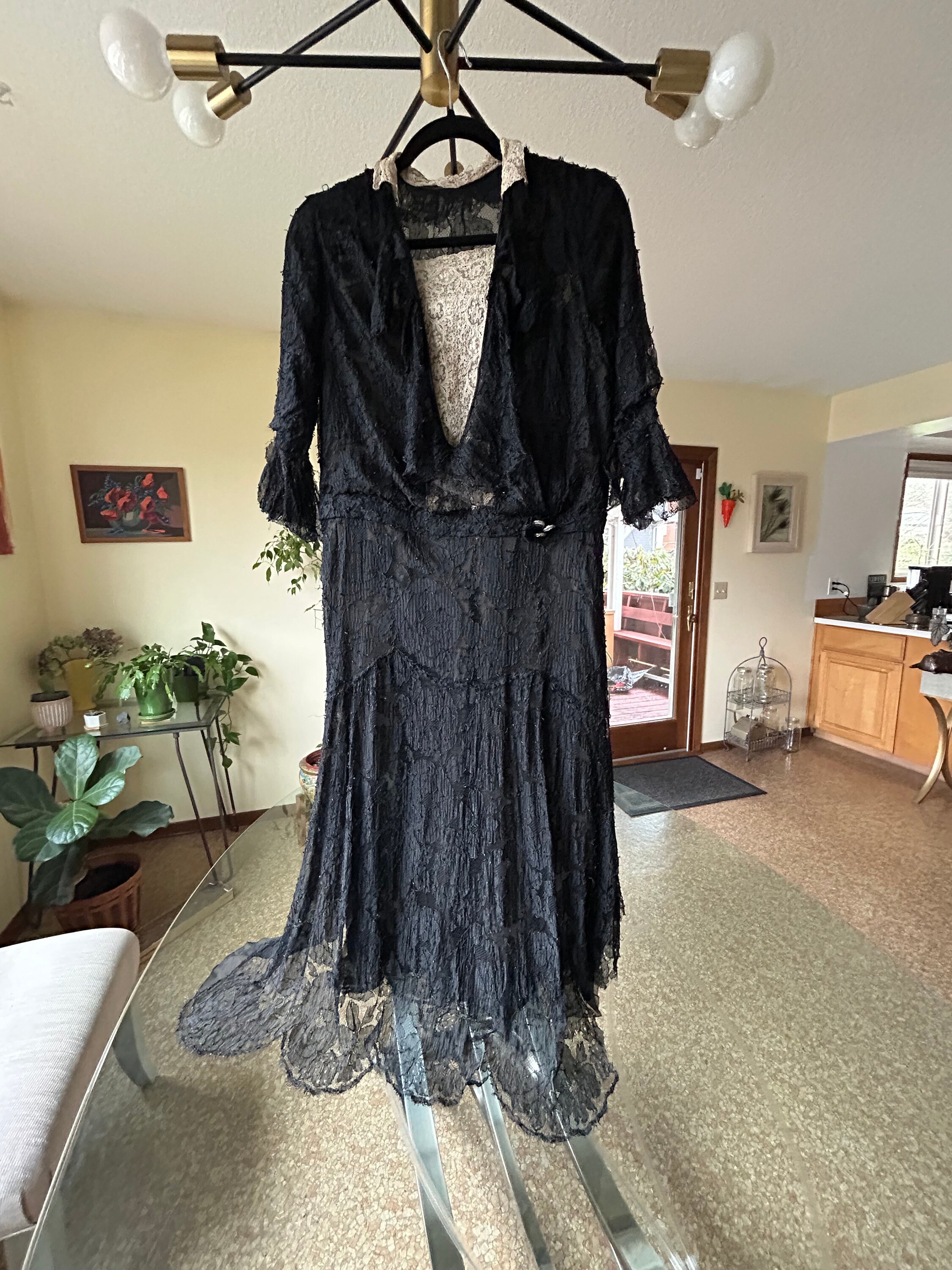 1920s Black Lace Dress: Antique Flapper Goth Style - Etsy