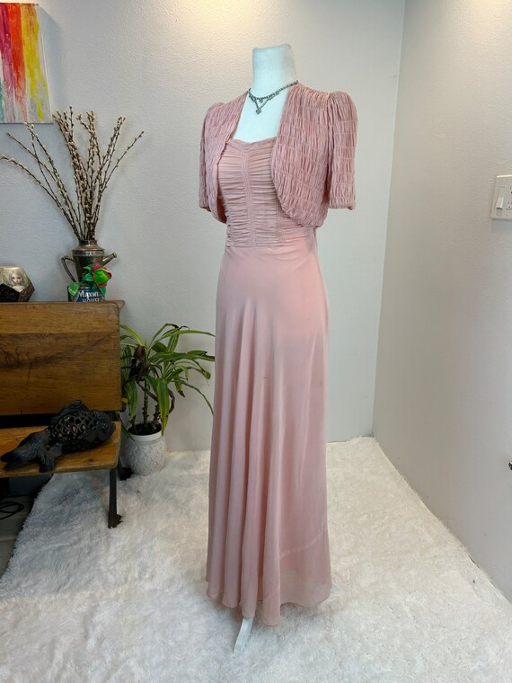 1940s Floral Chiffon Dress