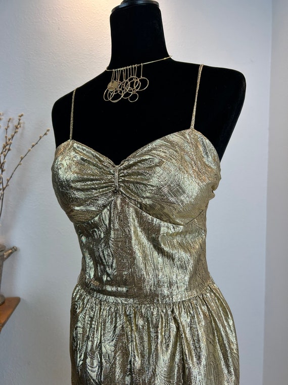 1980s Dress / 1980s Gold Lame Dress / 80s dress /… - image 4