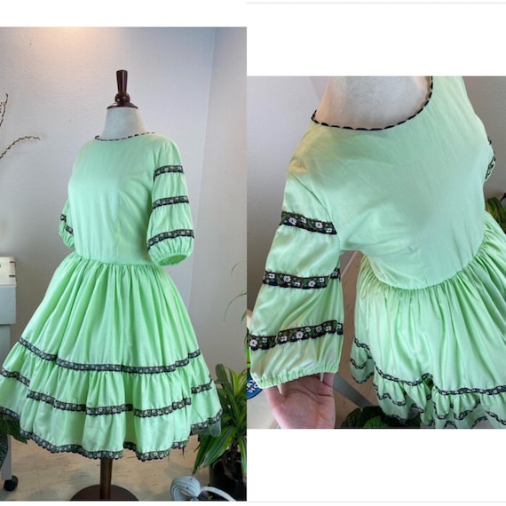 Vintage 1960’s Lime Sorbet Square Dance Dress - image 1