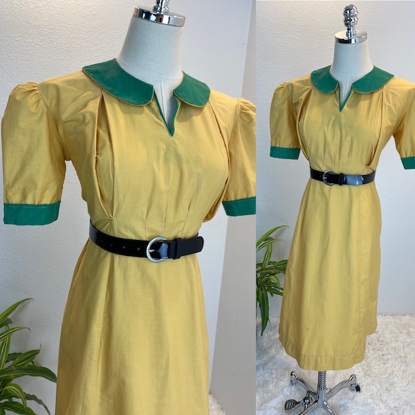 1940s dress / 1940s color block dress / 40s dress