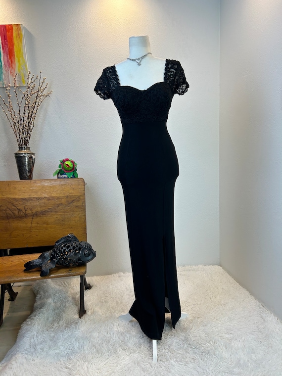 1980s bodycon dress 1988 Patrick Kelly Vintage Black Crinkle Ruffle Bodycon Dress  Modig