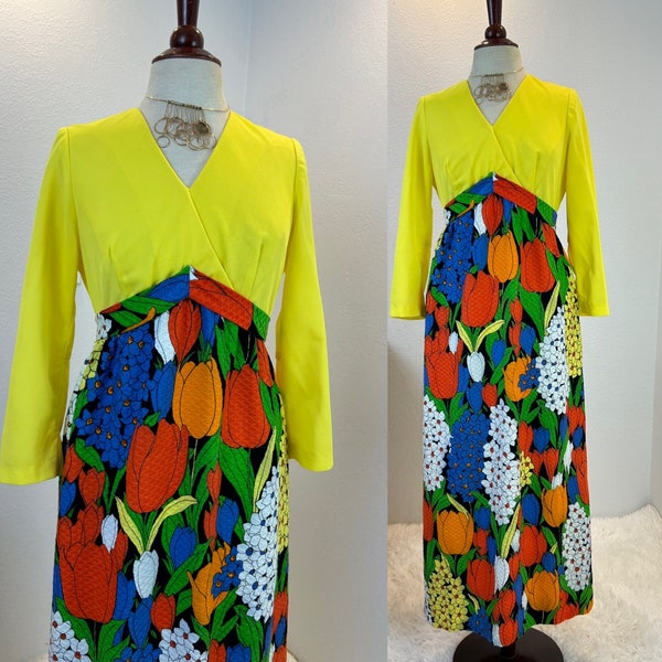 1970s Dress / 70s Dress / 1970s Dress - size xl / vintage maxi dress / vintage tulip dress / 1970s fashion / 70s fashion