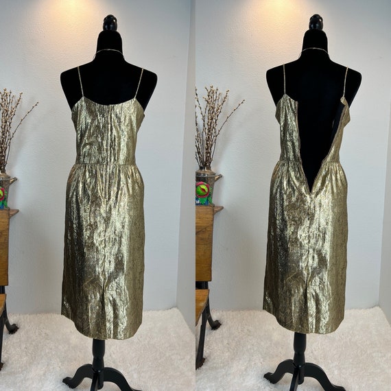 1980s Dress / 1980s Gold Lame Dress / 80s dress /… - image 8