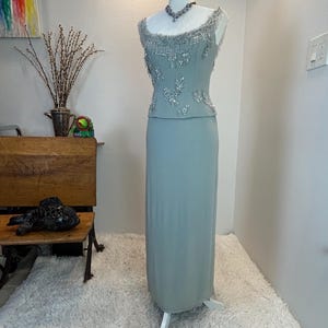 Vintage 1940s Sequin Gown: Powder Blue Beaded Dress, Mignon Paris - Etsy
