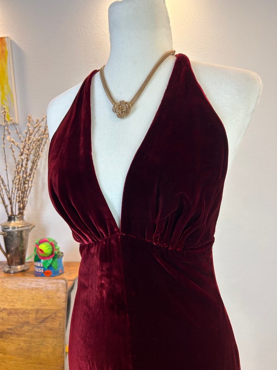 1970s Velvet Wine Dress / 70s velvet maxi/ 1970s … - image 5