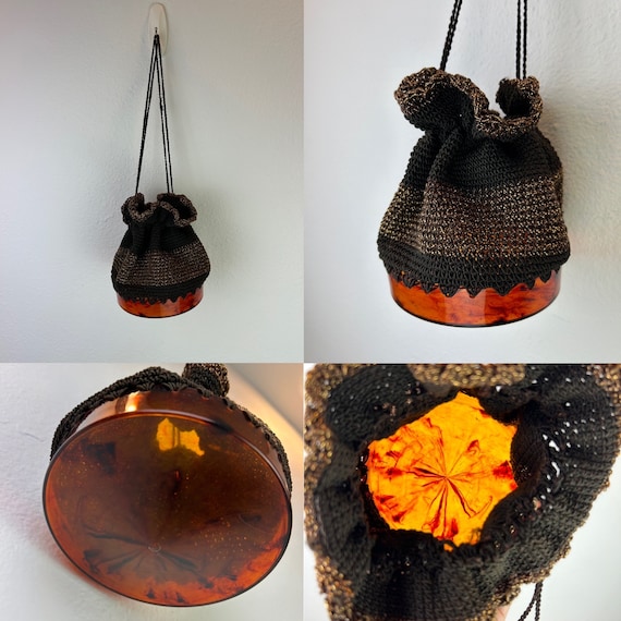 1940s Purse with plastic Marbled bottom / 1940s p… - image 2