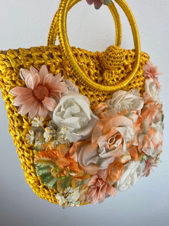 1960’s Raffia Flower Purse  / 60s Purse / Vintage… - image 1