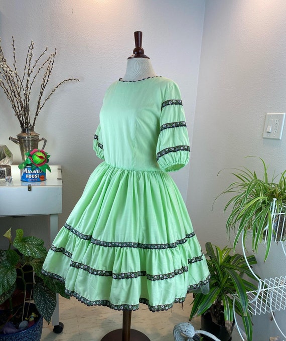 Vintage 1960’s Lime Sorbet Square Dance Dress - image 9