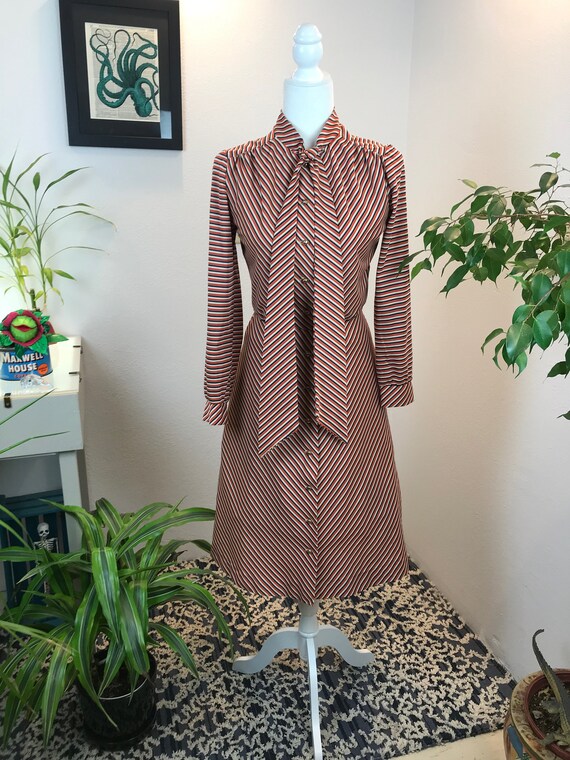 1960s / 1970s Dress / vintage Chevron Dress- Dixi… - image 3